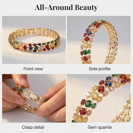 Women's Tennis Bracelet, Heart-Shaped Diamond Cuban Chain
