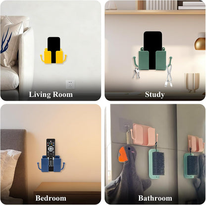 2Pcs Wall Mount Phone Holder Adhesive Wall Phone Mount Charging Stand and Remote Control Stand