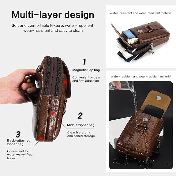Small Crossbody Bags for Man, Mini Waist Packs Mobile Phone Wallet