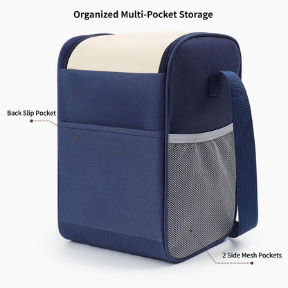 3 Layer Thermal Lunch Tote with Multi Pockets,Insulated Lunch Box Bag with Adjustable Shoulder Strap