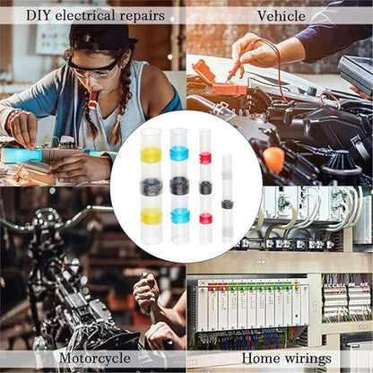 300pcs Wire Connectors Kit, Red White Blue Yellow Heat Shrink Butt Connectors 3x20mm Black Heat Shrink Tube