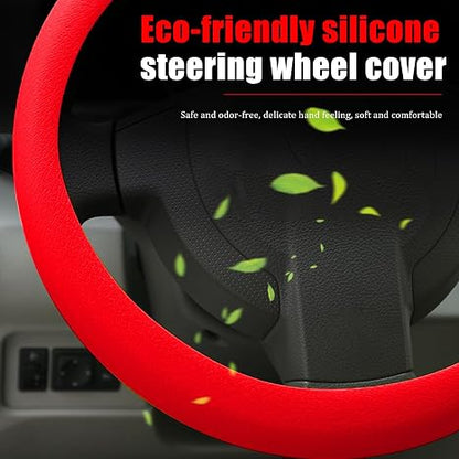 Silicone Car Steering Wheel Protective Cover, 33-40 CM Anti-Slip Soft Comfortable Steering Wheel Cover