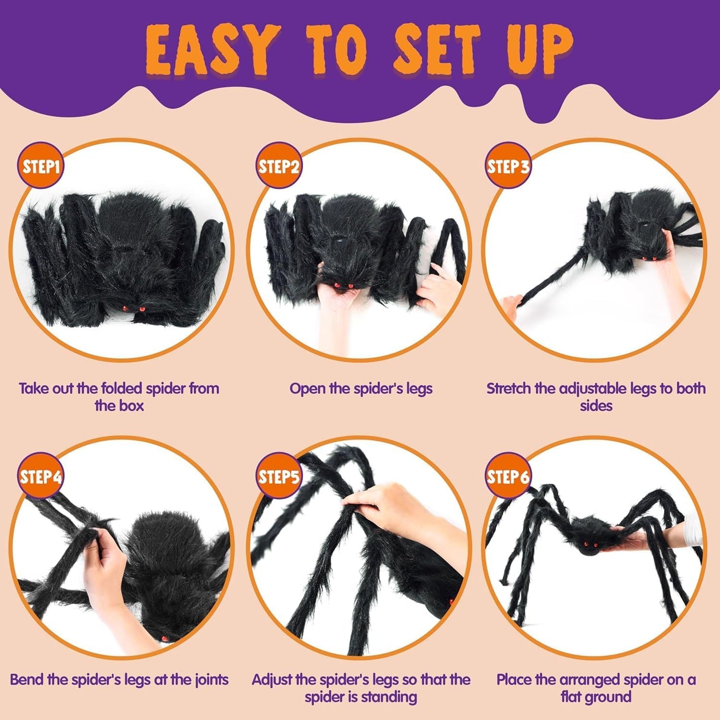 Halloween Outdoor Decorations Giant Spider Large Spider for Yard Lawn