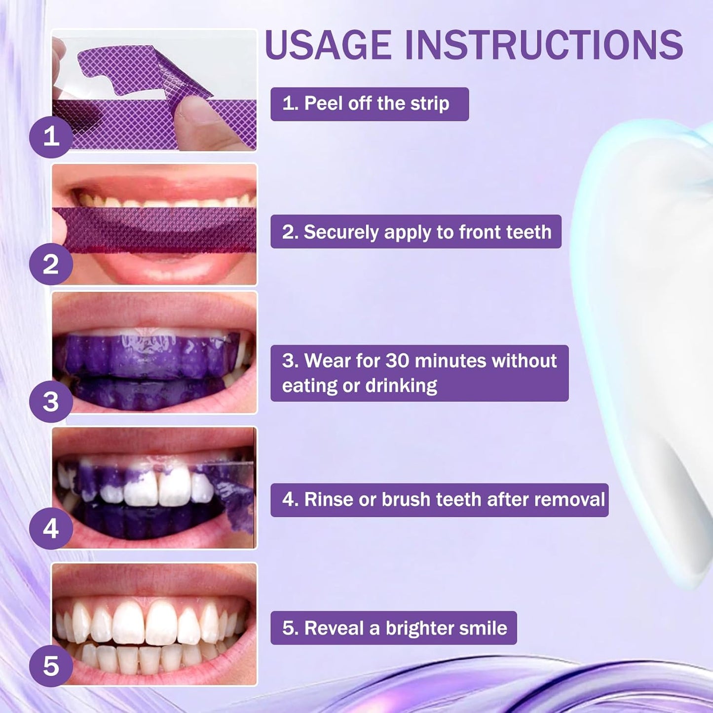 14 Pack Gentle Daily Purple Teeth Whitening Strips – Enamel-Friendly