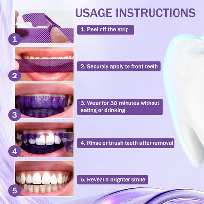 14 Pack Gentle Daily Purple Teeth Whitening Strips – Enamel-Friendly
