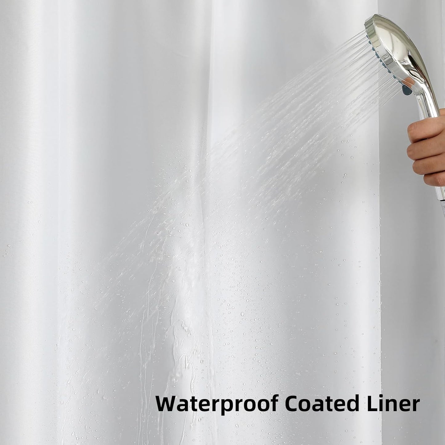 Double-Layer Waffle-Weave Waterproof Shower Curtain with Large Grommets