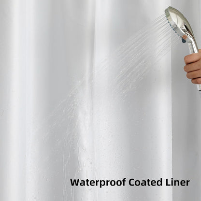 Double-Layer Waffle-Weave Waterproof Shower Curtain with Large Grommets
