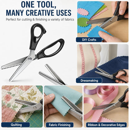 Stainless Steel Zig Zag Scissors - Pinking Shears for Fabric Cutting DIY