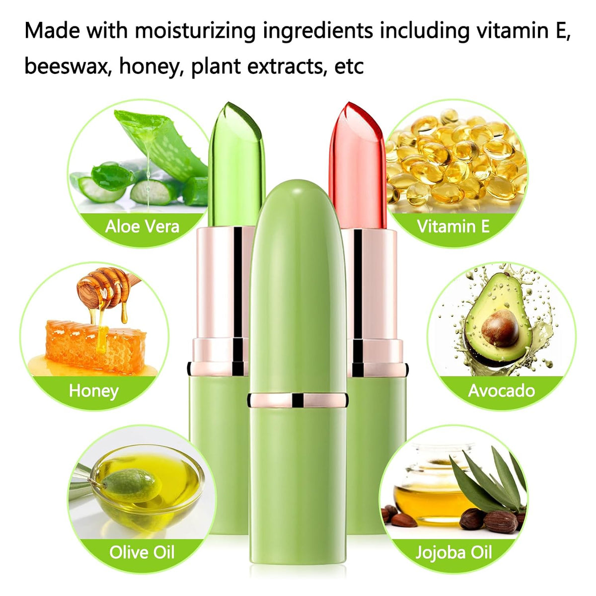 3Pcs 24-Hour Color-Changing Everyday Lip Balm with Lipstick Effect