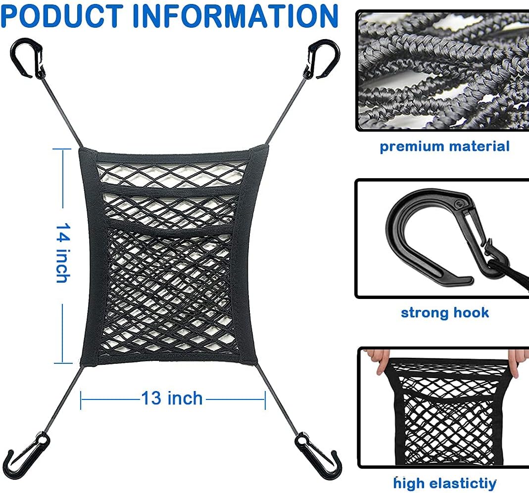 3-Layer Car Mesh Organizer, Seat Back Net Bag, Barrier of Backseat Pet Kids