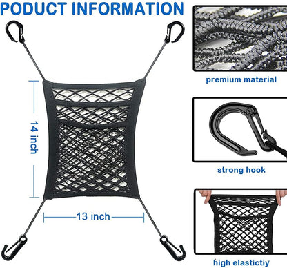 3-Layer Car Mesh Organizer, Seat Back Net Bag, Barrier of Backseat Pet Kids