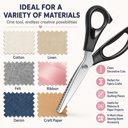 Stainless Steel Zig Zag Scissors - Pinking Shears for Fabric Cutting DIY