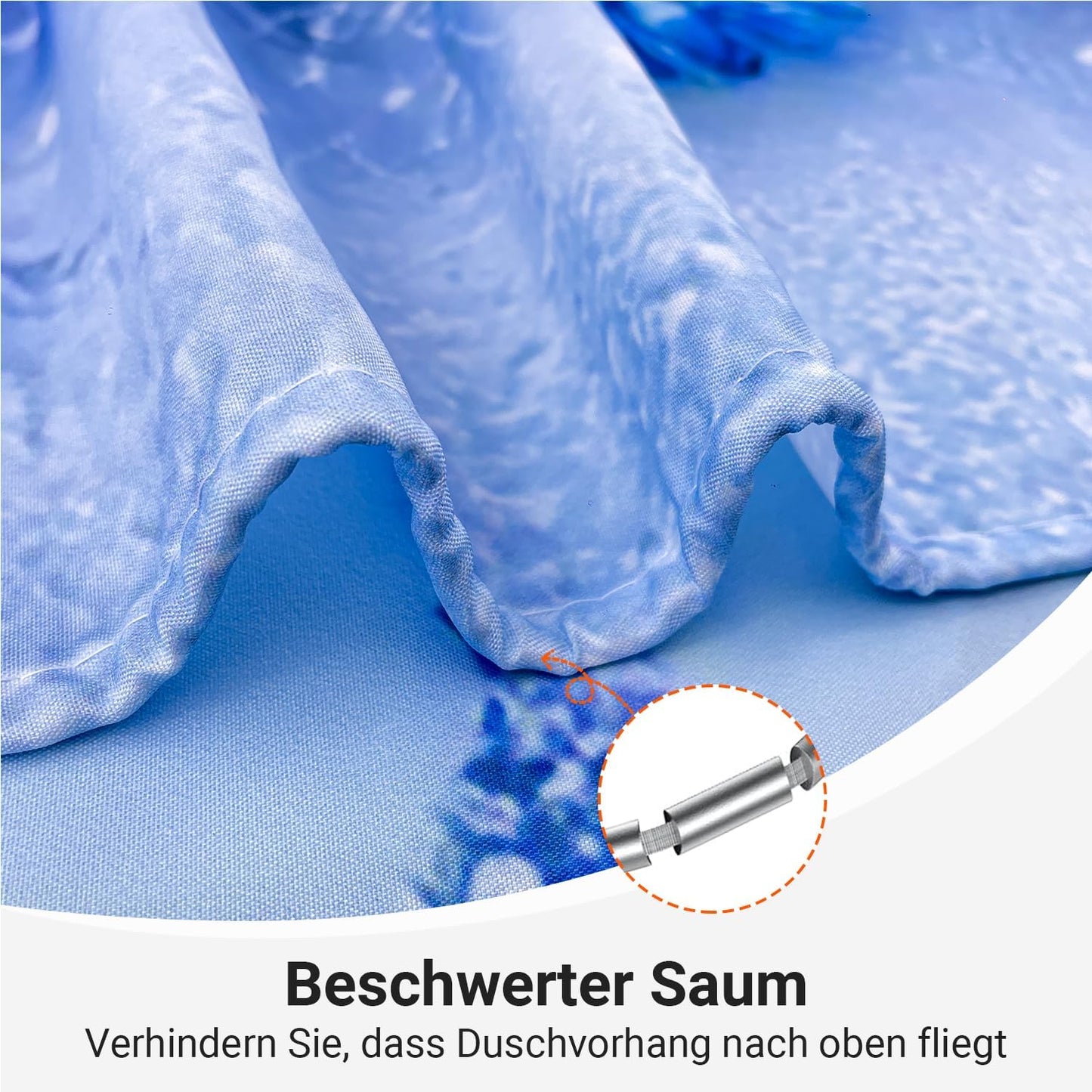 Blue Bird Shower Curtain, Weighted Hem, Anti-Mould, Water-Repellent, Washable with 12 Eyelets & Curtain Rings