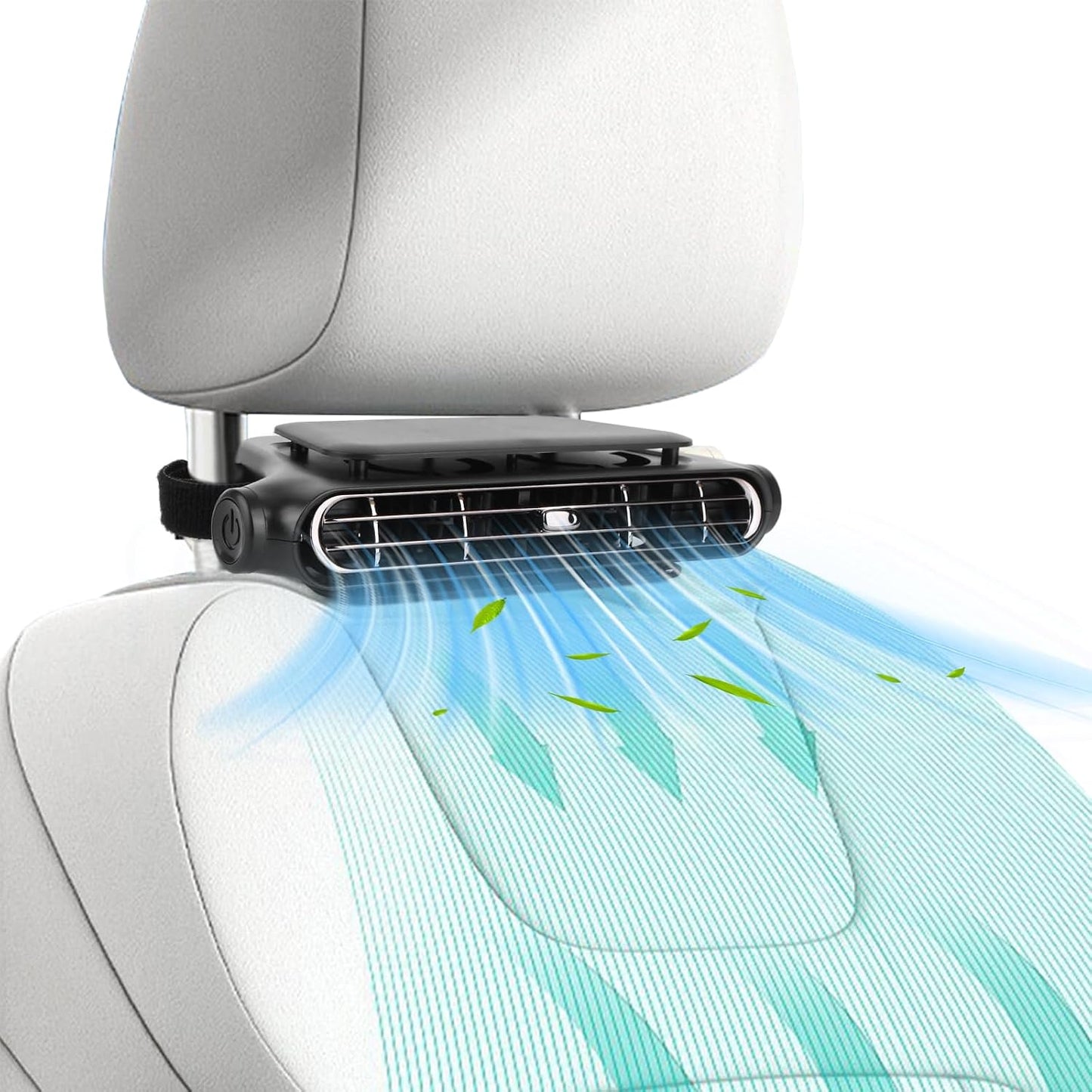 Wireless Car Backseat Fan with 3 Speeds, Portable Ventilation Unit, 3000mAh Rechargeable Battery