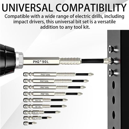 9-Pack Phillips Bits Set High Magnetic Cross Head Drill Bit, Professional Long Phillips Head Drill & Screwdriver Bit (1-6-Inch)