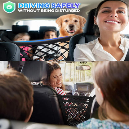 3-Layer Car Mesh Organizer, Seat Back Net Bag, Barrier of Backseat Pet Kids