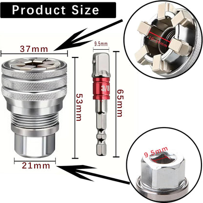 Universal Adjustable Socket Wrench with Adapter, 10-19mm, 3/8''-3/4''