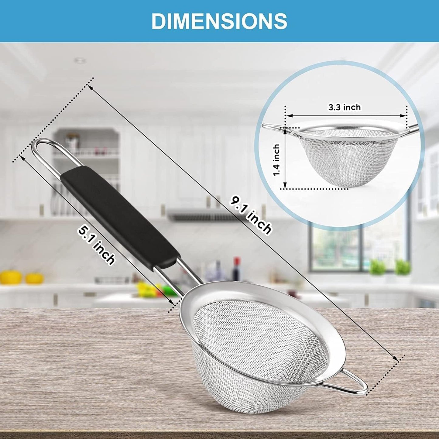 Fine Mesh Strainer - 3.4 Inch Round Sieve - Tea Strainers Soft-boiled Egg Magic Tool