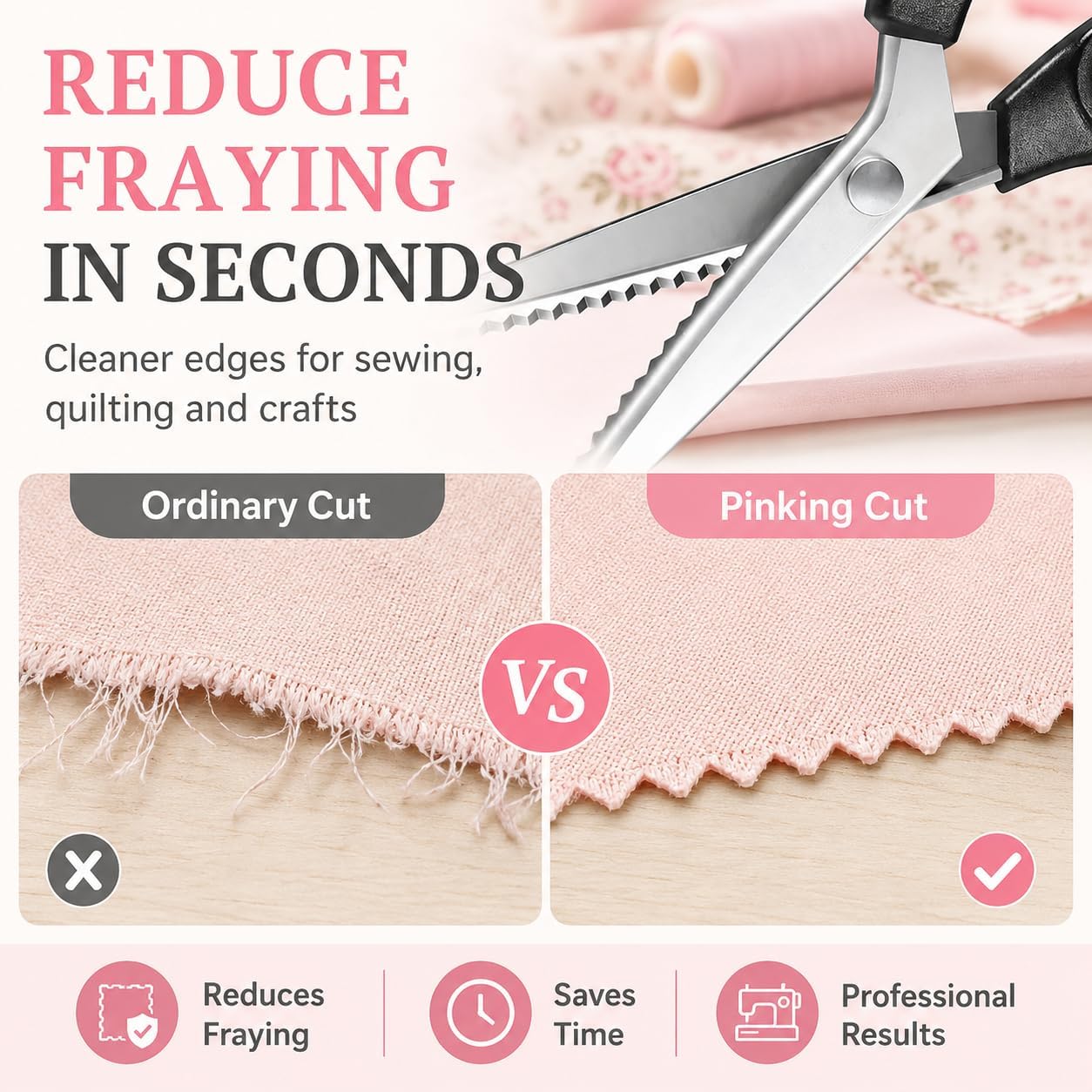 Stainless Steel Zig Zag Scissors - Pinking Shears for Fabric Cutting DIY