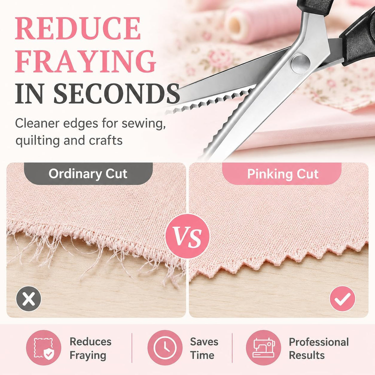 Stainless Steel Zig Zag Scissors - Pinking Shears for Fabric Cutting DIY