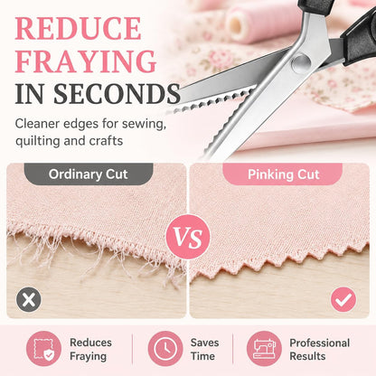 Stainless Steel Zig Zag Scissors - Pinking Shears for Fabric Cutting DIY