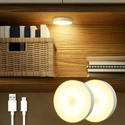 2PCS Improved LED Rechargeable Motion Sensor Light Indoor, Bright & Long-Lasting