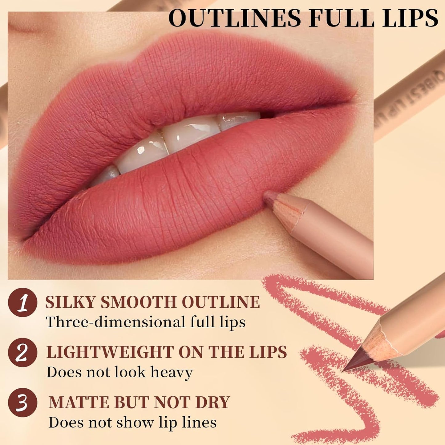 12Pcs Creamy Lipstick Lip Liner Set, Pigmented Liner Pencils with Fine Tip