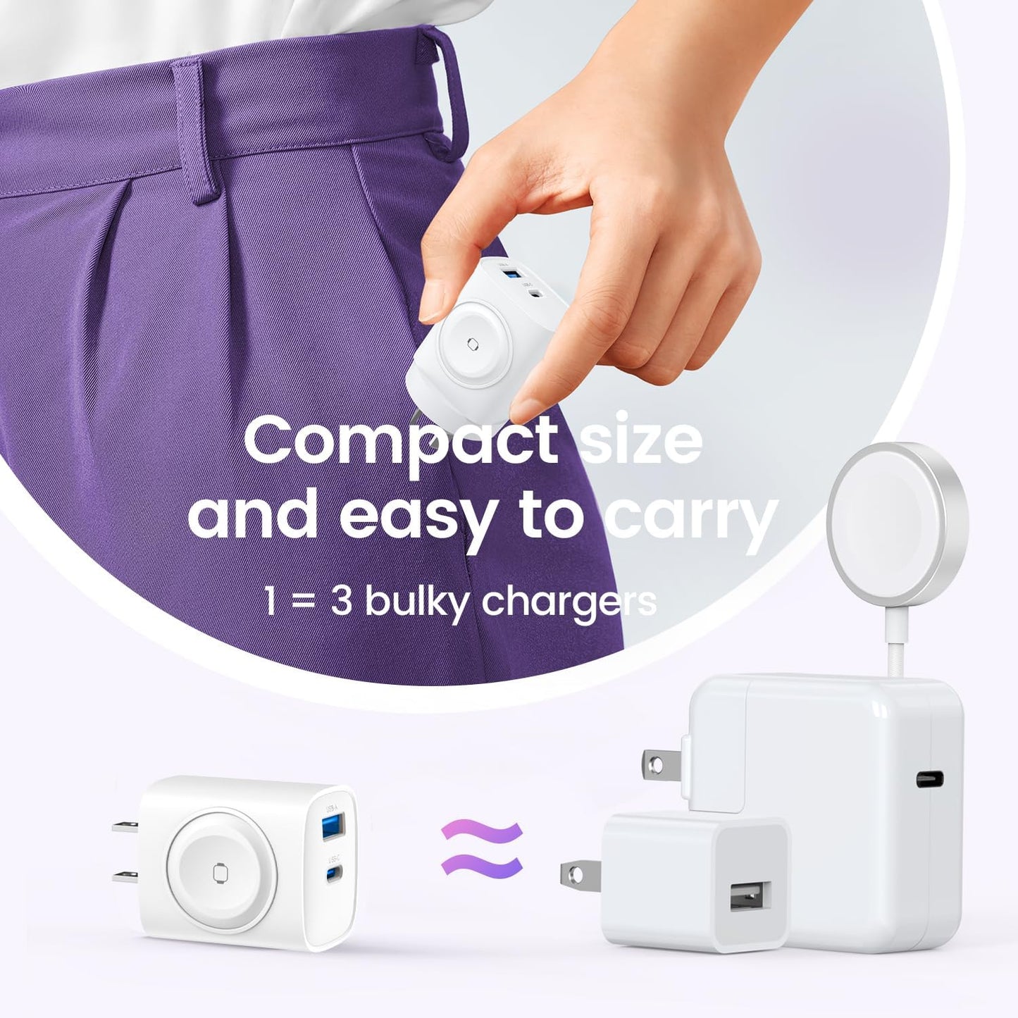 3-in-1 Charging Station with Built-in Wireless Charger Dual Ports