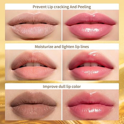 2Pcs Flower Color Changing Lipstick Set Temperature Change Moisturizer,Clear Jelly Lipstick Color Changing