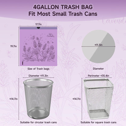 Lavender Scented Garbage Bags,Trash Bags 4 Gallon