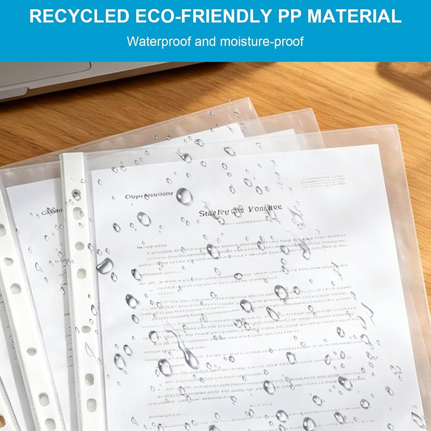 10Pcs A4 Punched Pocket, Clear Document Folder Waterproof File Pouch