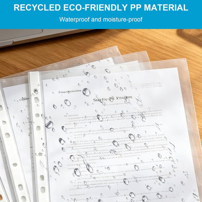 10Pcs A4 Punched Pocket, Clear Document Folder Waterproof File Pouch