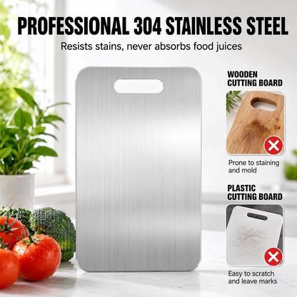 304 Stainless Steel Cutting Board for Kitchen, Non Toxic Cutting Boards 11.8x7.9inch