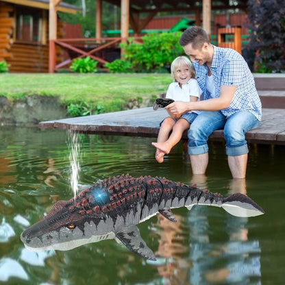 Dinosaur Toys, Upgrade Remote Control Water Toy RC Dino with Light and Spray Water