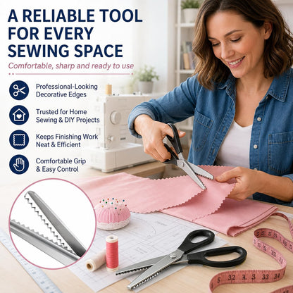 Stainless Steel Zig Zag Scissors - Pinking Shears for Fabric Cutting DIY