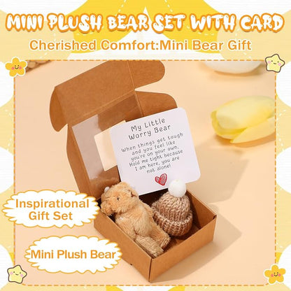 4 Pcs Handmade Little Pocket Bear Set,Anxiety Relief Plush Bear Hug, Thanksgiving Christmas New Year Birthday Gifts