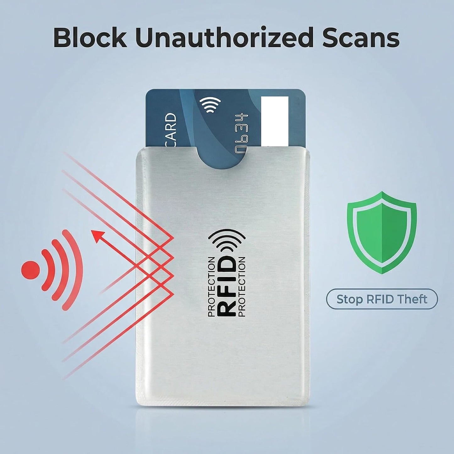 8PCS RFID Blocking Sleeves | Secure Credit Card Protector & ID Shield | Waterproof