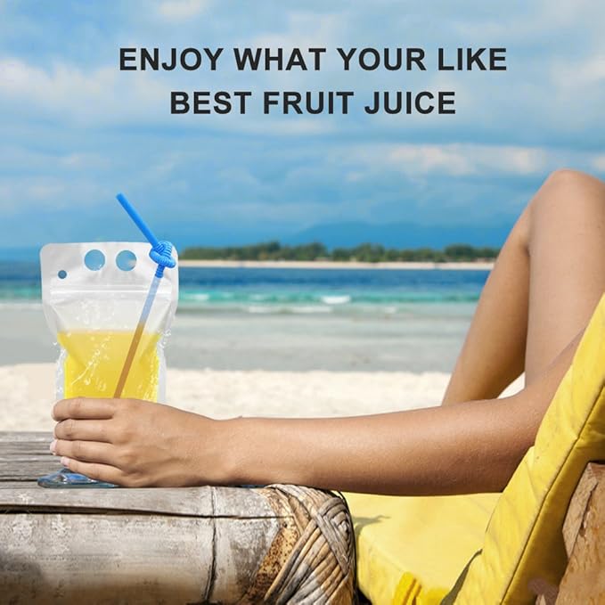 30Pcs Drink Pouches with Straws, Freezable Drink Bags Juice Pouches for Adults and Kids