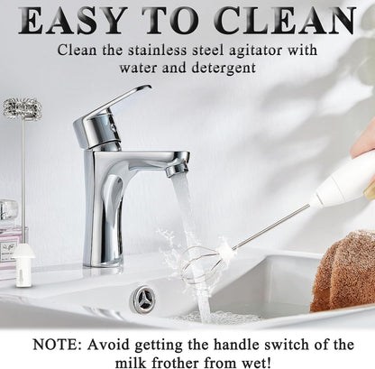 Double Whisk Milk Frother Handheld USB-C Rechargeable Electric Drink Mixer,3 Speeds Adjustable