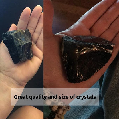 2PCS Obsidian Natural Healing Crystals Raw Rough Stones
