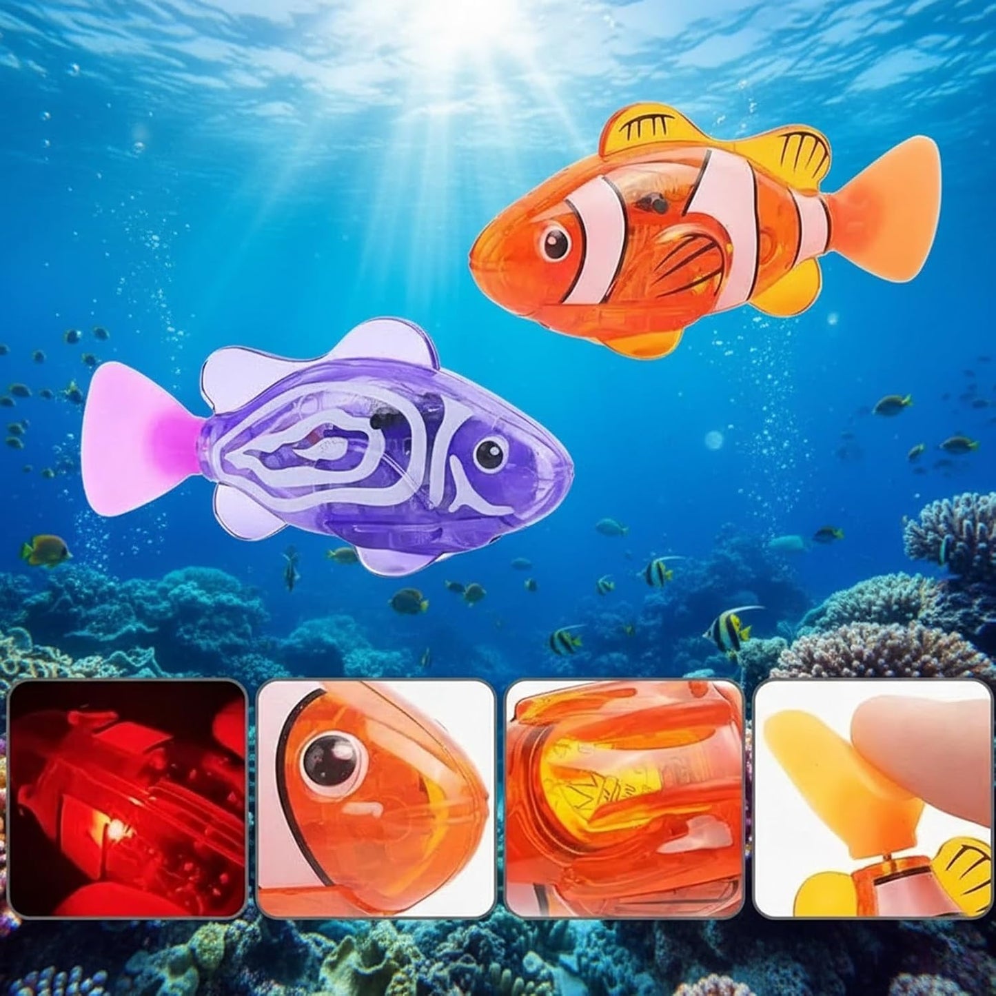 LED Swimming Robotic Fish Set — Interactive Light-Up Robotic Fish Toy, Suitable for Bathtubs and Pools