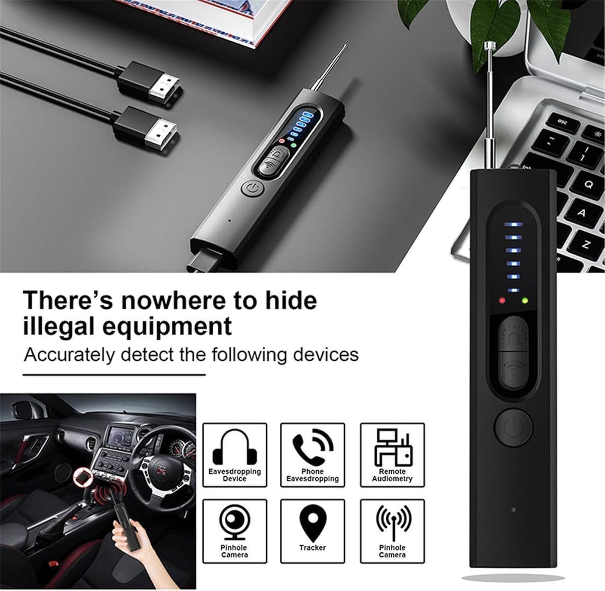 Upgraded Hidden Camera & Bug Detector, 6-Level Sensitivity GPS Signal Scanner