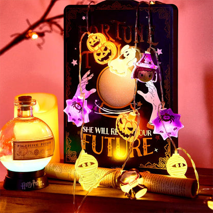 3M 20 LED Halloween String Lights with Remote, USB Powered Cute Pumpkin Ghost Mummy Black Cat Decorative Lights