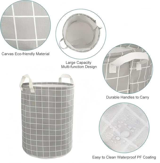 Laundry Basket Canvas Fabric Collapsible Organizer Basket for Storage Bin Toy Bins Gift Baskets Bedroom Clothes
