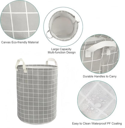 Laundry Basket Canvas Fabric Collapsible Organizer Basket for Storage Bin Toy Bins Gift Baskets Bedroom Clothes
