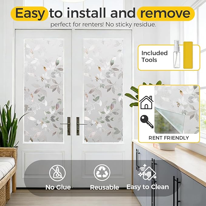 Window Privacy Film Decorative for Front Door