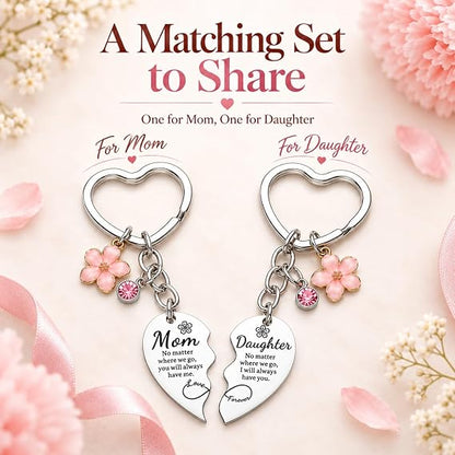 Mother Daughter Heart Matching Keyring Keychain Set Gifts