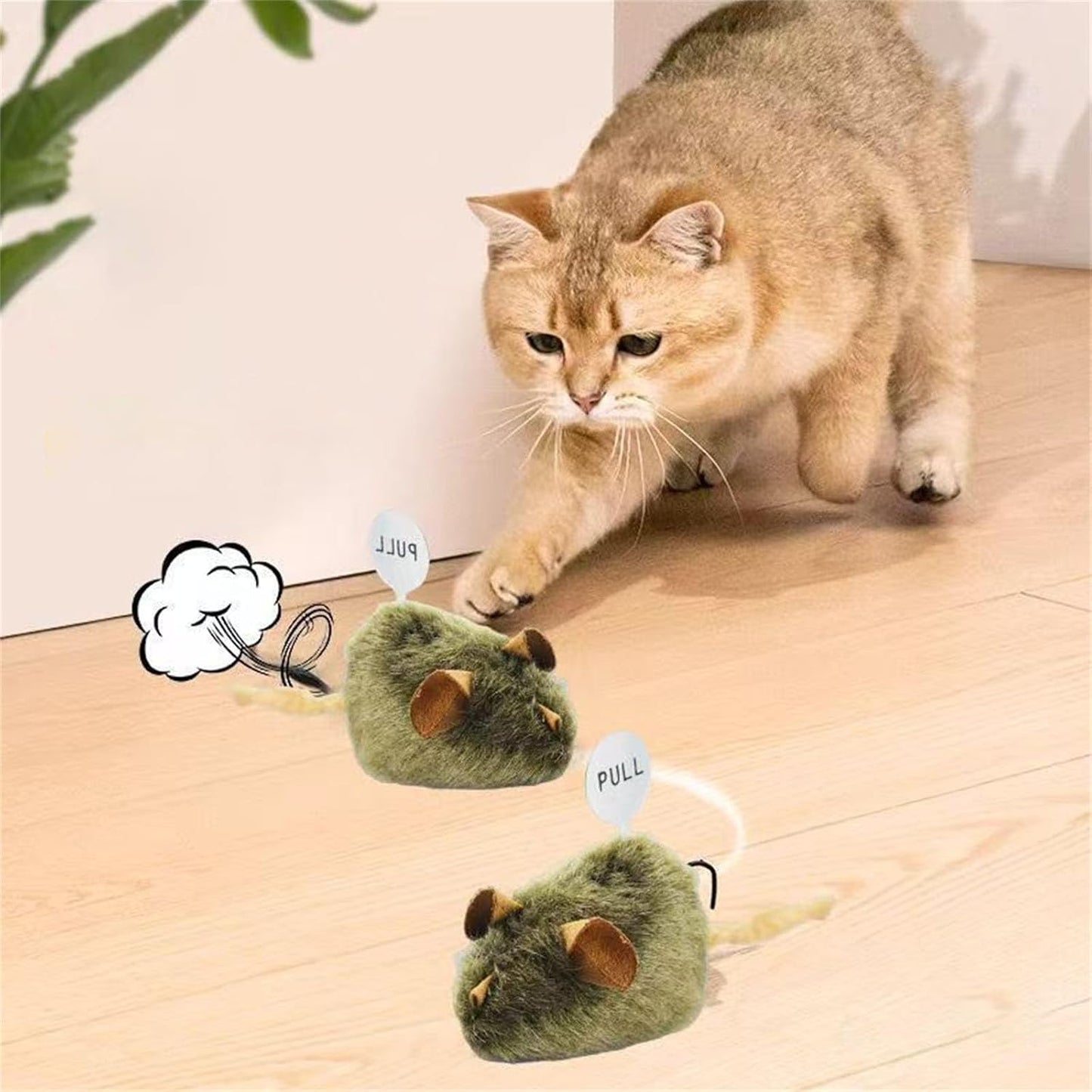 2Pcs Plush Squeaky Plush Cats Toy Automatic Electronic Moving Mouse Kitten Toy