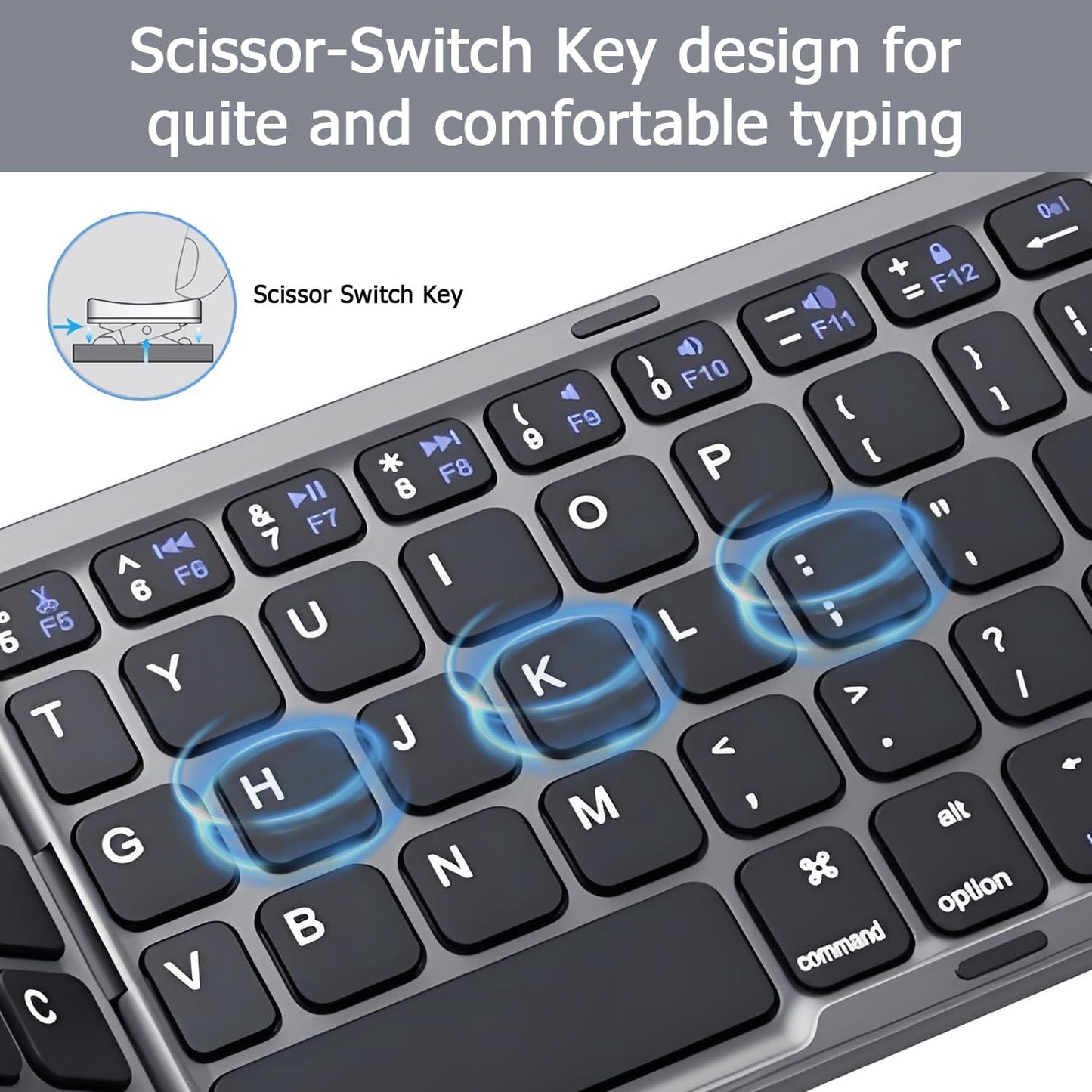 Foldable Bluetooth Keyboard with Touchpad, Ultra Slim Compact