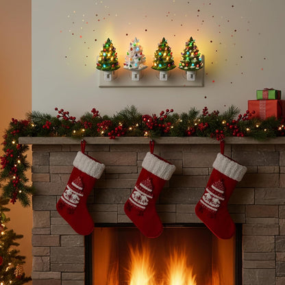 LED Christmas Tree Night Light, Colored Bulbs Nightlight with Switch